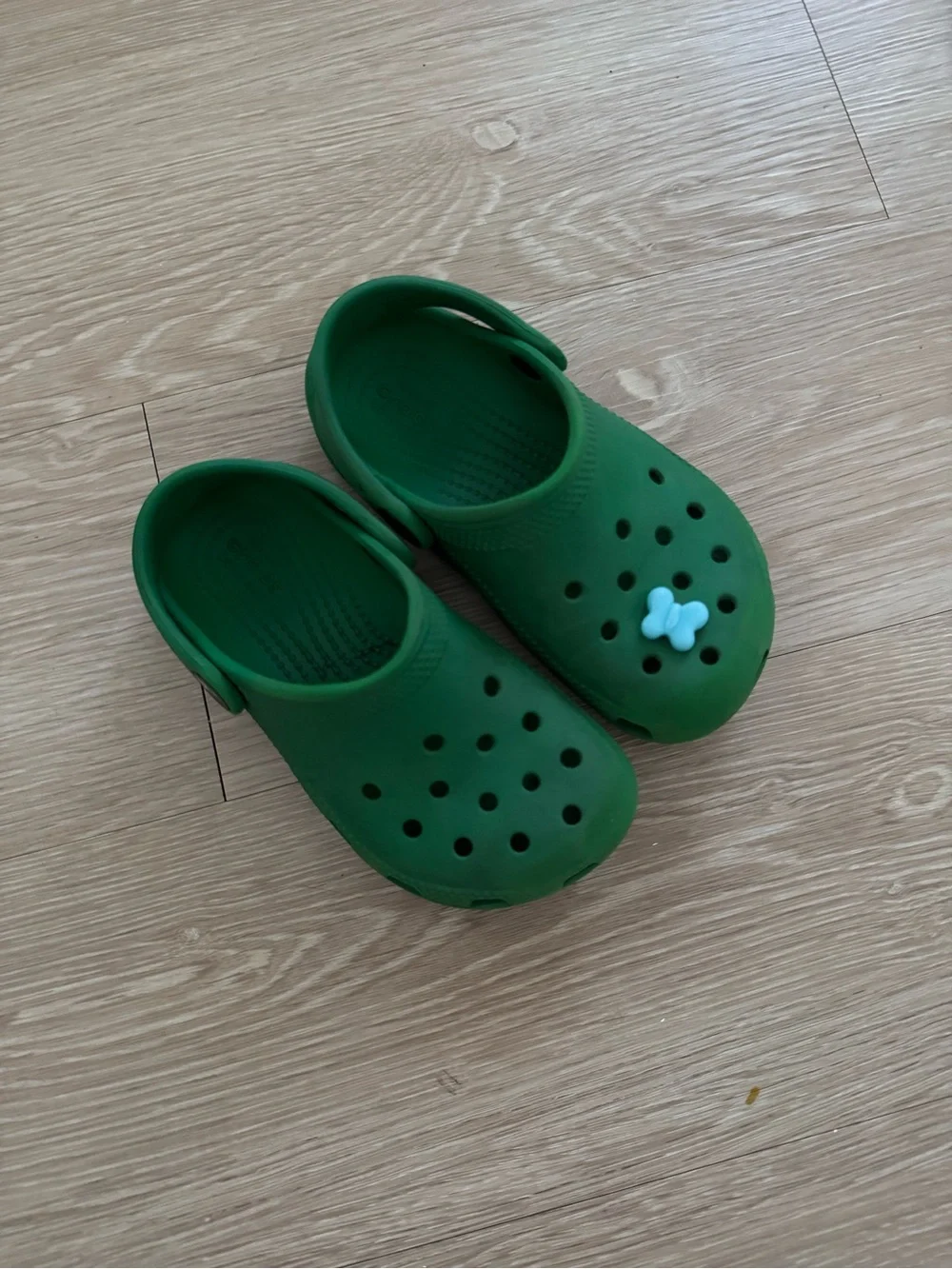 CROCS Kids Green Clogs with Blue Charm